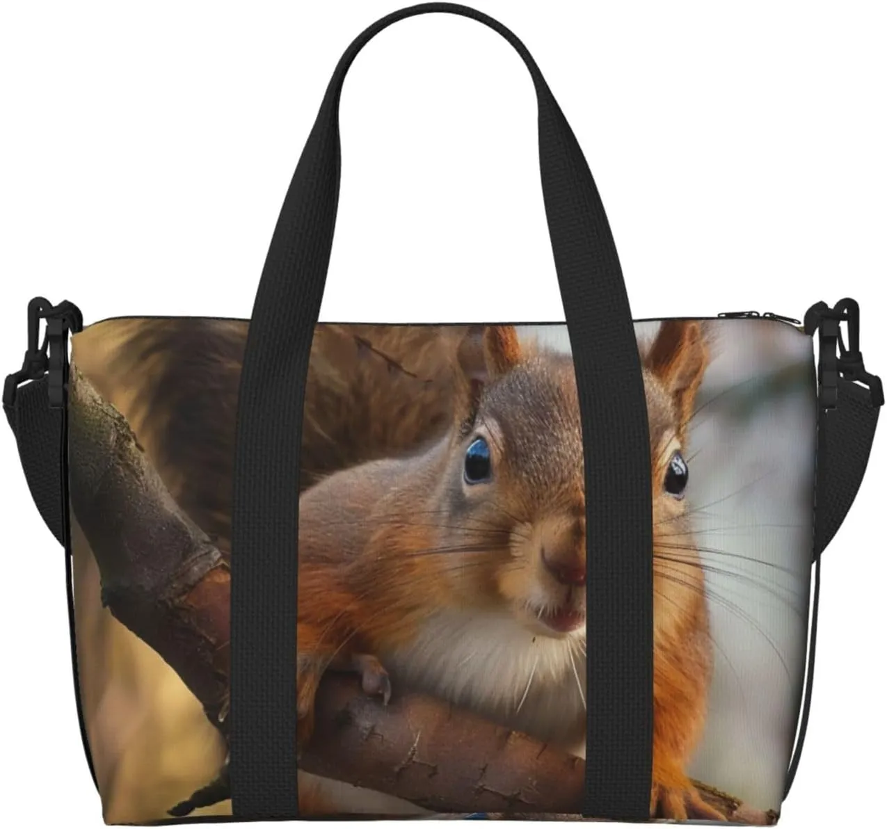 Squirrel Funny Animal Printed Travel Duffel Bag for Men Women Shoulder Weekender Overnight Bags for for Beach Swim Sports Gym