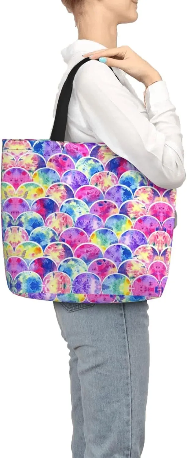 SSIMOO Big White Dot Stylish Zipper Shopping Bags,Shoulder Bag,The Perfect Blend Of Style And Convenience