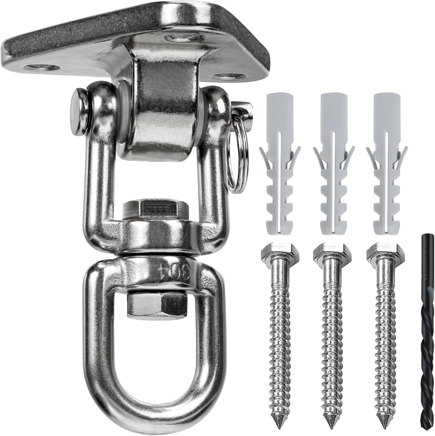 Stainless Steel Swing Hanger Heavy Duty 180° 360° Swivel Swing Hook Swing Hardware Kit for Yoga Swing Hammock Chair Porch Swing Sets Heavy Punching Bag 1500 LB Capacity