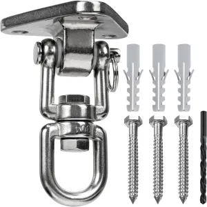 Stainless Steel Swing Hanger Heavy Duty 180° 360° Swivel Swing Hook Swing Hardware Kit for Yoga Swing Hammock Chair Porch Swing Sets Heavy Punching Bag 1500 LB Capacity