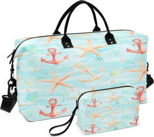 Starfish Anchor Pattern Travel Duffle Bag Gym Yoga Carry on Bags for Men Women Weekender Bag