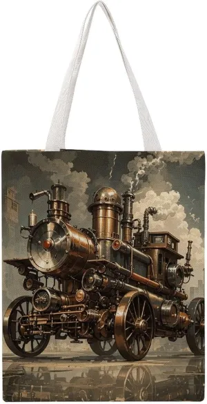 Steampunk Style Handbags Portable Shoulder Bag Canvas Tote Bag Unisex for Work Hiking Gym Gift
