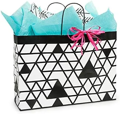 Stephanie Imports Made in USA Set of 6 Kinetic Ink Paper Shopping Bags (3 sizes) With Tissue Paper - 100% Recyclable