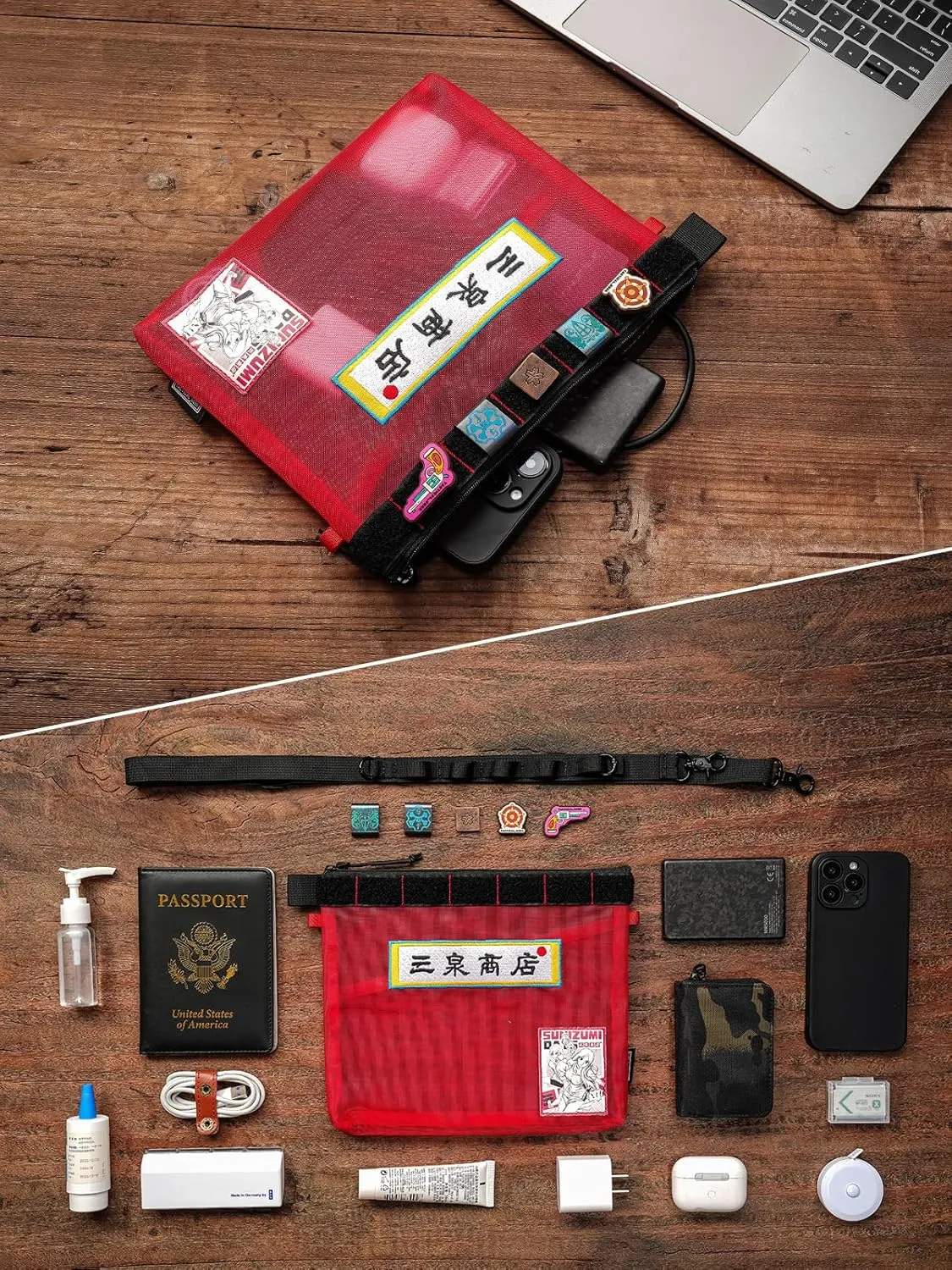 Storage A11 & Sunizumi Shoten Collaborative EDC Organizer Pouch: Manga-Style Semi-Transparent Mesh Bag for Digital Tool Organization