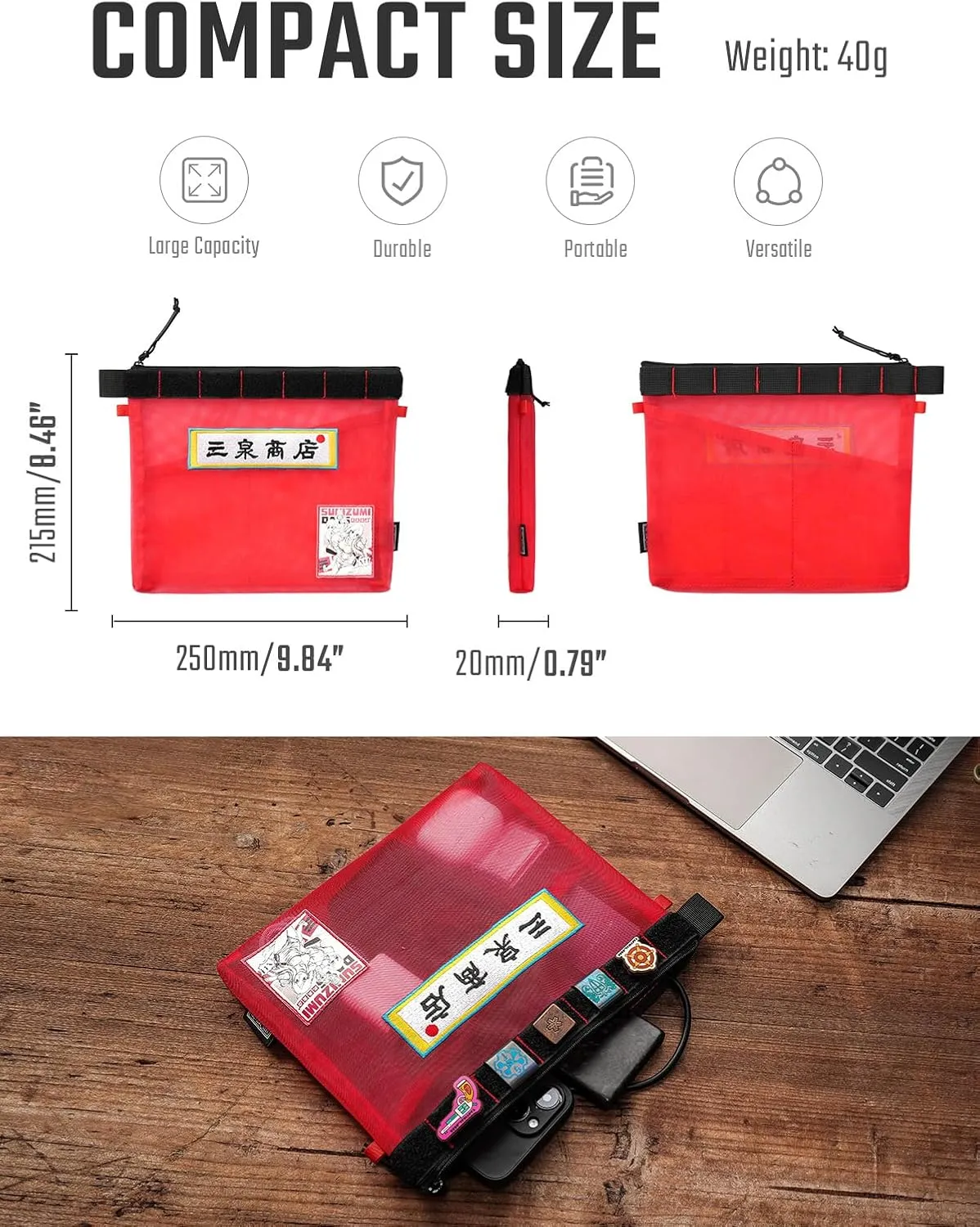 Storage A11 & Sunizumi Shoten Collaborative EDC Organizer Pouch: Manga-Style Semi-Transparent Mesh Bag for Digital Tool Organization