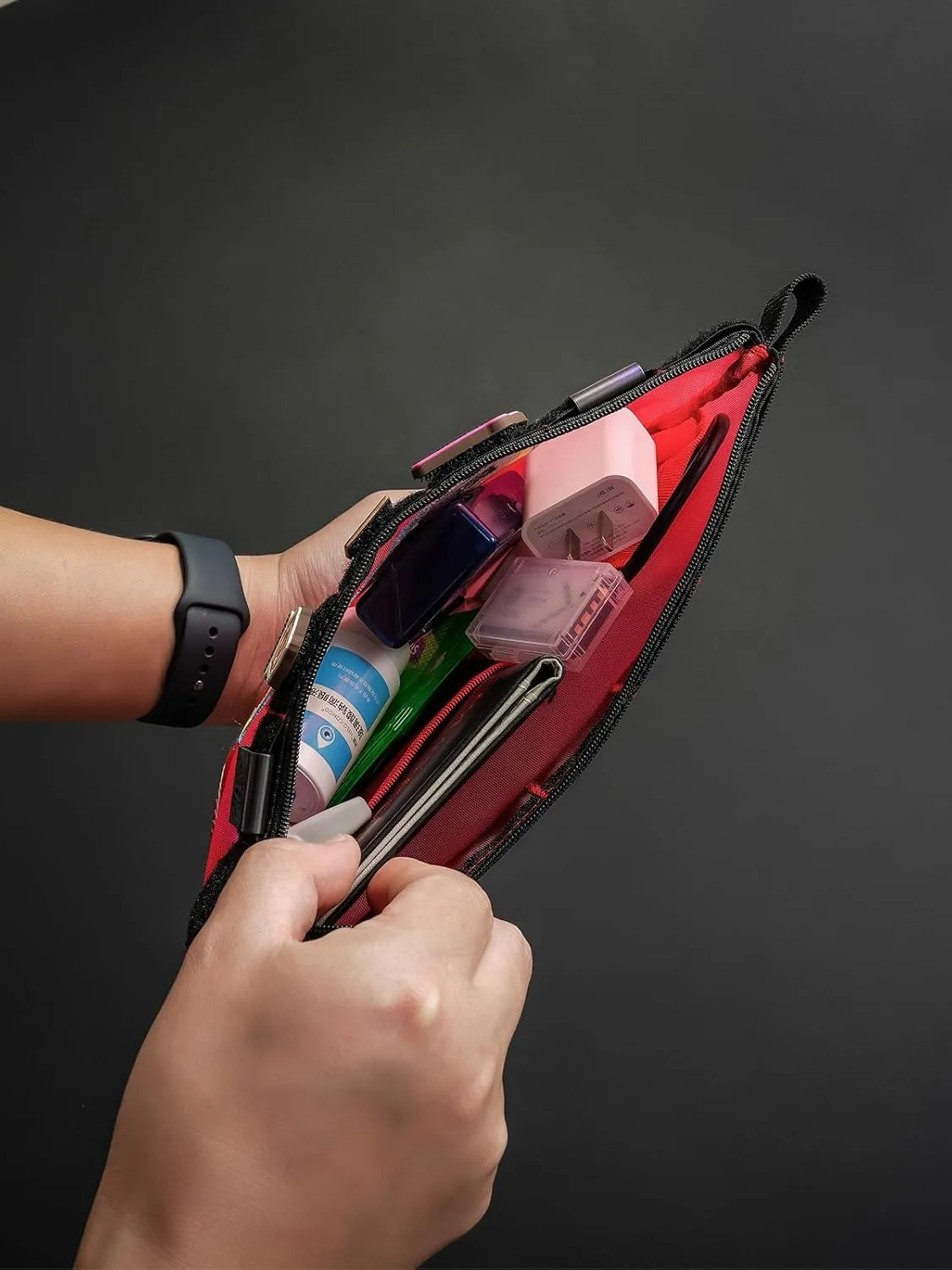Storage A11 & Sunizumi Shoten Collaborative EDC Organizer Pouch: Manga-Style Semi-Transparent Mesh Bag for Digital Tool Organization