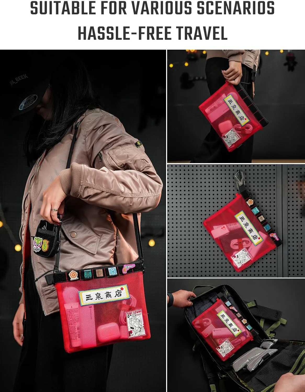 Storage A11 & Sunizumi Shoten Collaborative EDC Organizer Pouch: Manga-Style Semi-Transparent Mesh Bag for Digital Tool Organization