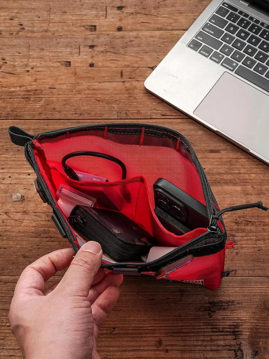 Storage A11 & Sunizumi Shoten Collaborative EDC Organizer Pouch: Manga-Style Semi-Transparent Mesh Bag for Digital Tool Organization