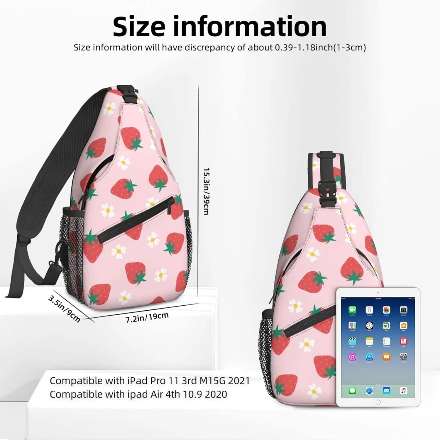 Strawberry Flowers Sling Bag for Women Crossbody Shoulder Bag Casual Daypack Backpacks Men Chest Bag Gym Cycling Travel Hiking