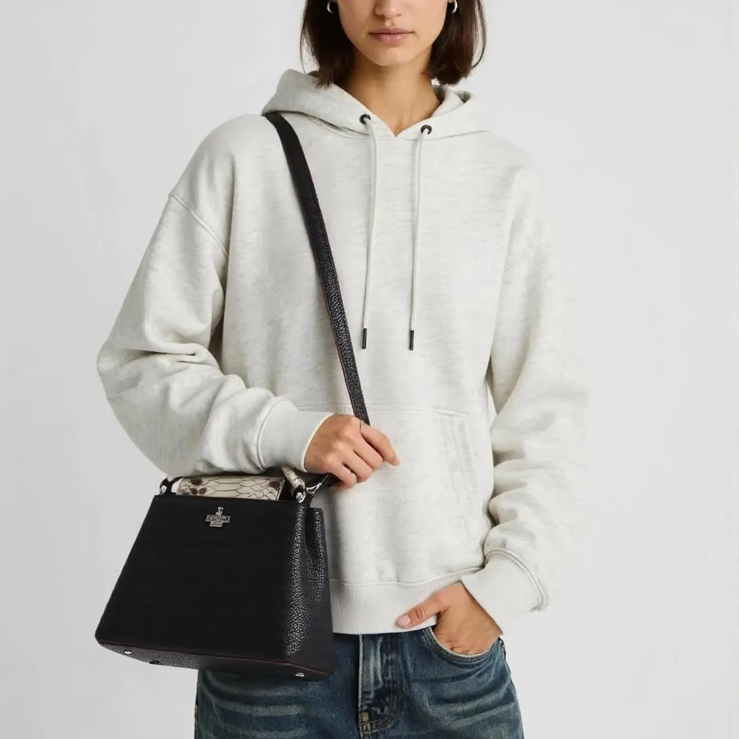Stylish Women's Versatile Stone Pattern Bucket Bag - Top Handle Crossbody & One-Shoulder Commuting Purse