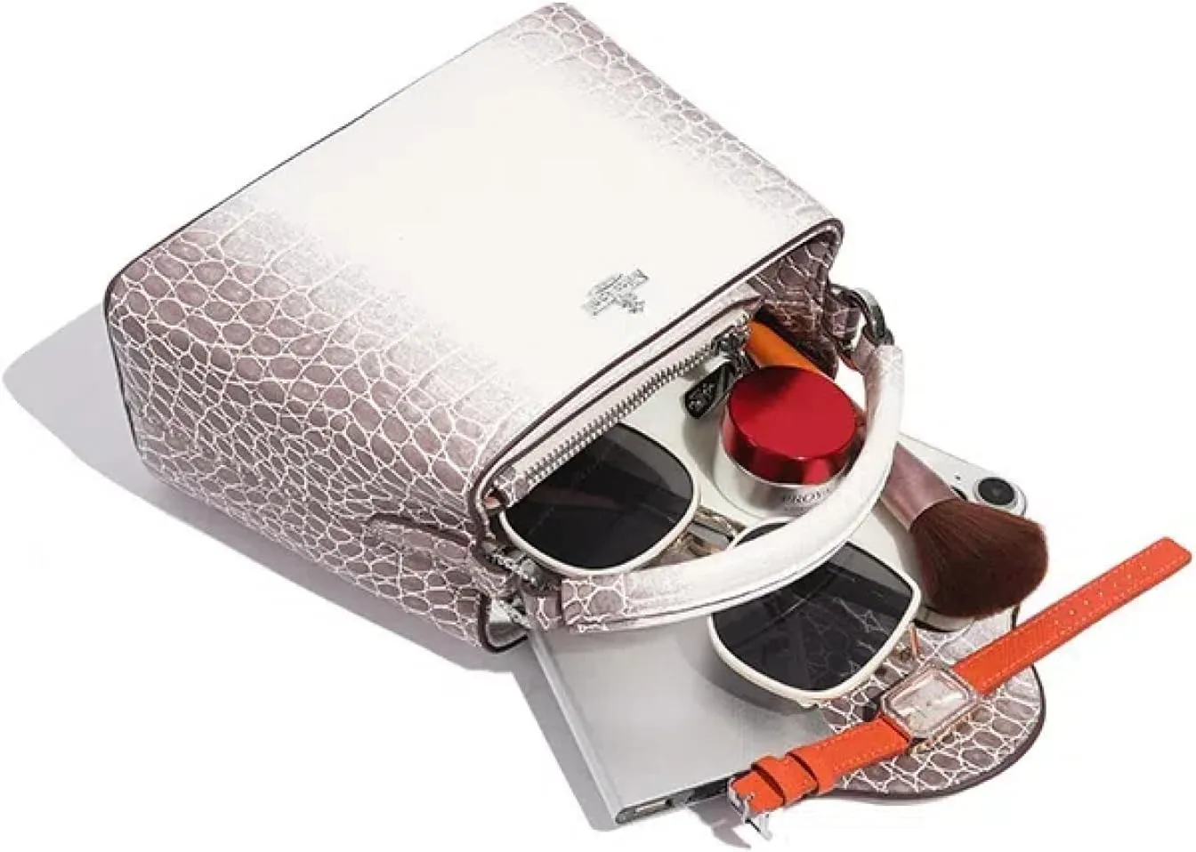 Stylish Women's Versatile Stone Pattern Bucket Bag - Top Handle Crossbody & One-Shoulder Commuting Purse