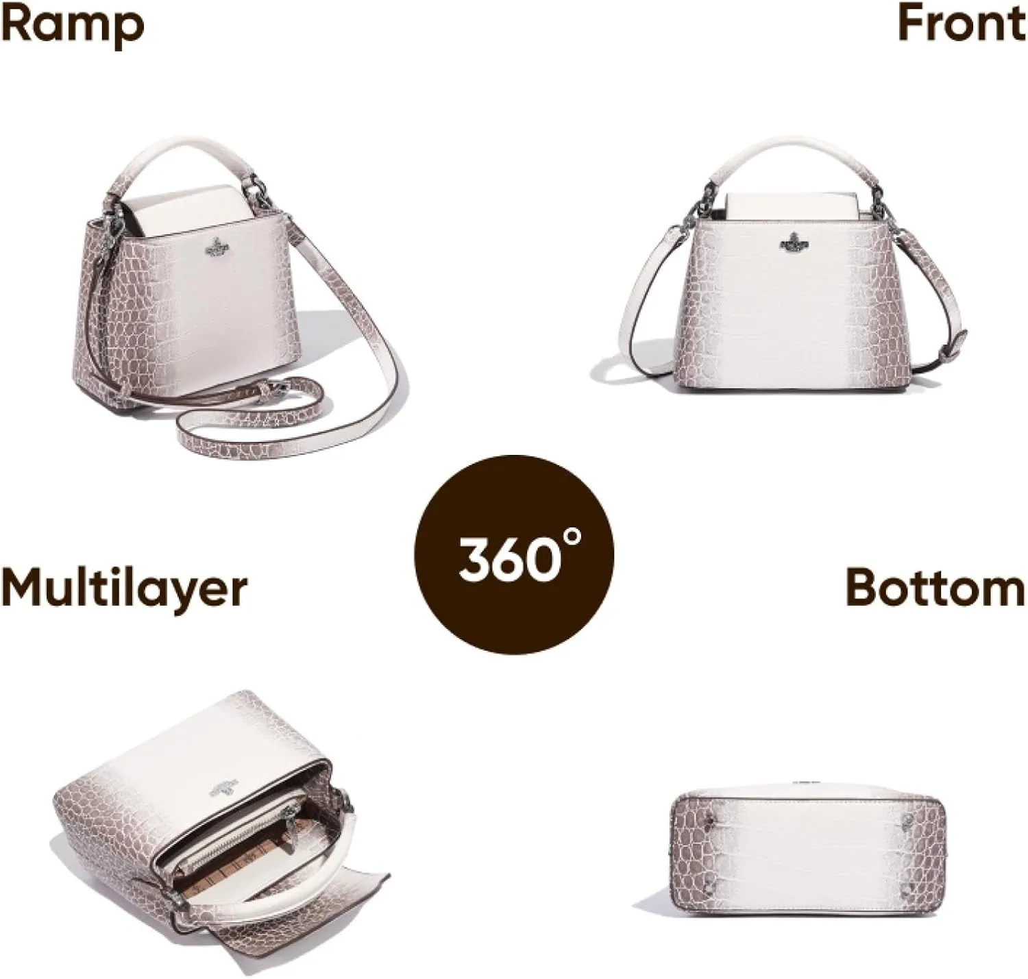 Stylish Women's Versatile Stone Pattern Bucket Bag - Top Handle Crossbody & One-Shoulder Commuting Purse