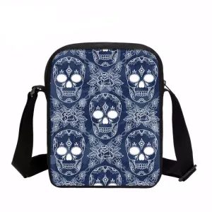 Sugar Skull Printed Messenger Bag
