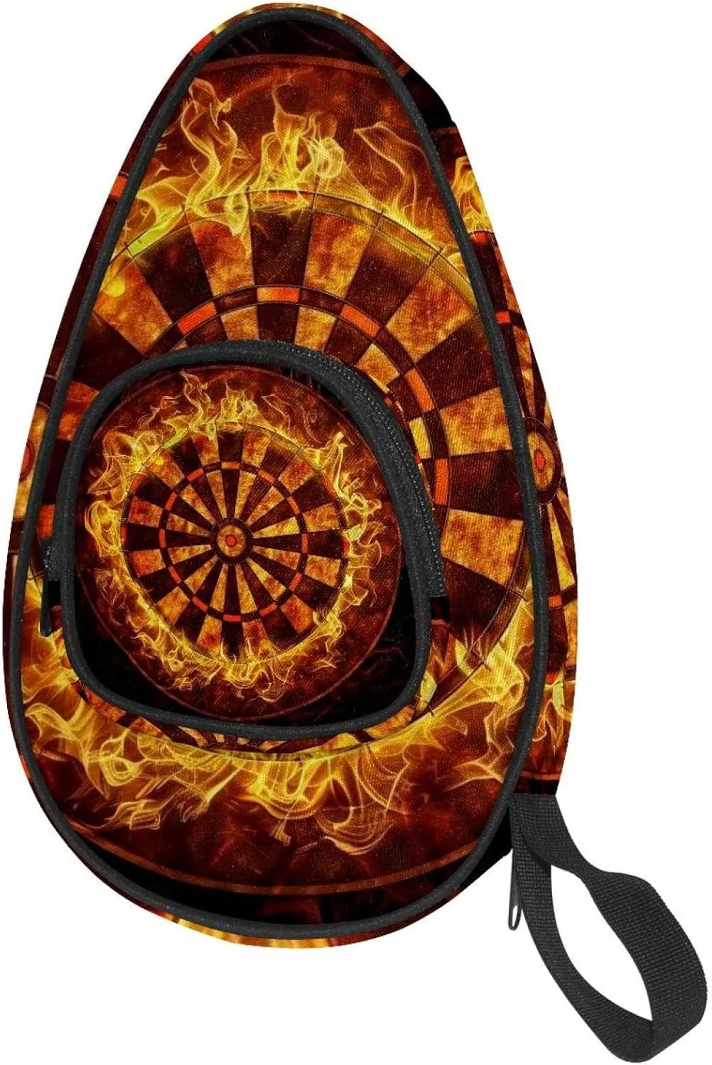 Table Tennis Racket Cover, Ping Pong Paddle Case, Table Tennis Bat Bag to Hold 2 Paddles 5 Balls, Flaming Dart Board