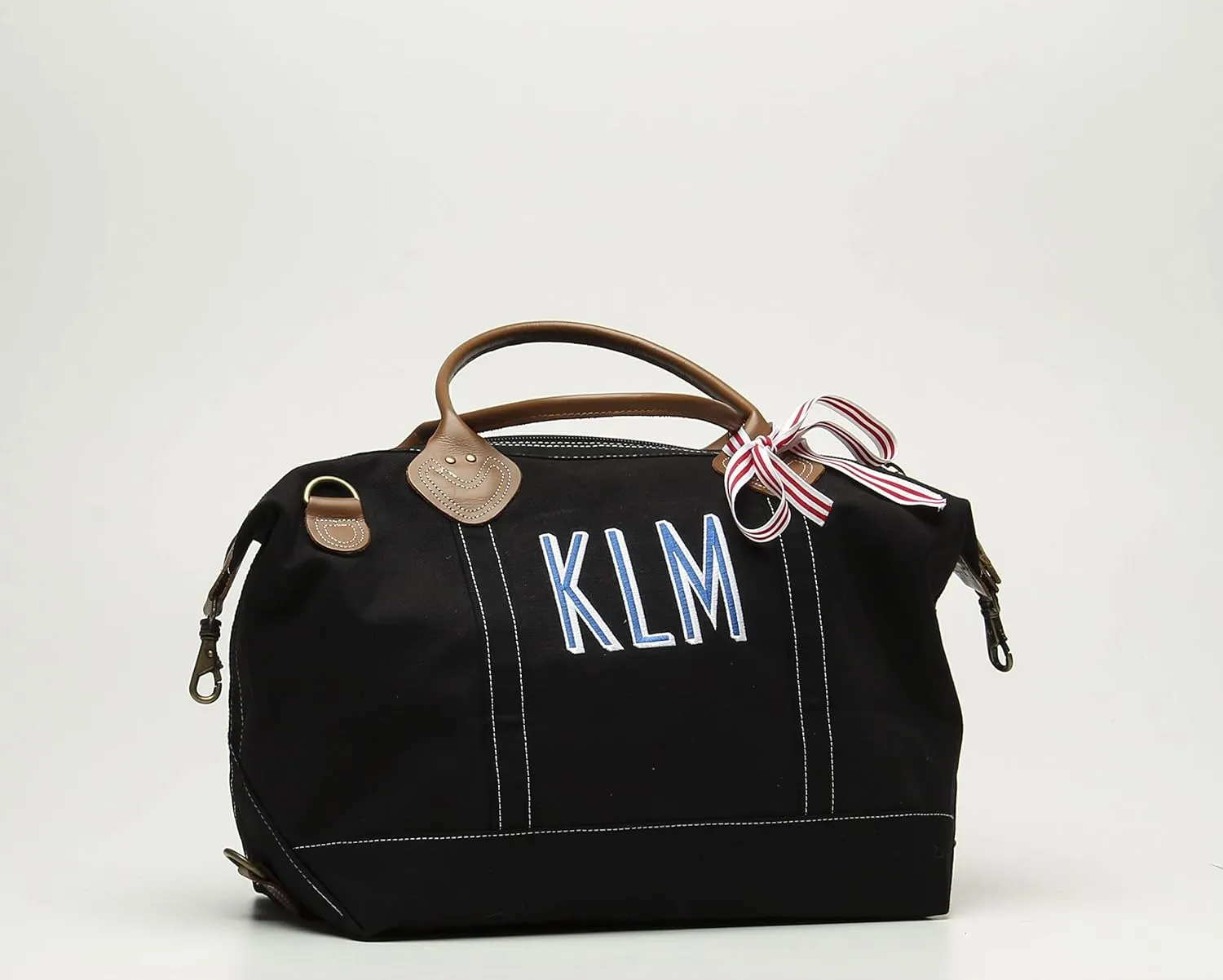 Tag&Crew Personalised Solid Signature 18 Oz. Heavy Canvas Leather Handle Weekender Duffle Bag with Detachable Shoulder Strap Used For Overnight Travel Business Trips Short Vacations