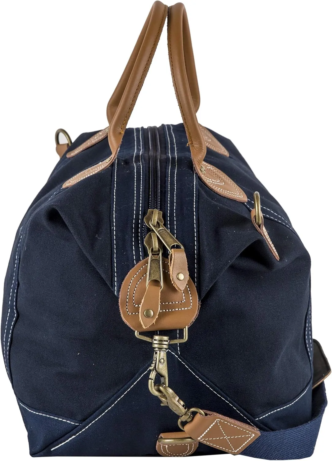 Tag&Crew Personalised Solid Signature 18 Oz. Heavy Canvas Leather Handle Weekender Duffle Bag with Detachable Shoulder Strap Used For Overnight Travel Business Trips Short Vacations