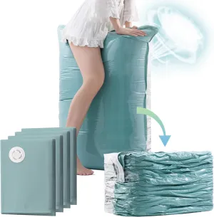 TAILI Vacuum Storage Bags 4 Pack, Jumbo Cube (31x40x15 Inch), Vacuum Seal Bags for Beddings, Comforters, Pillows, Clothes, Space Saving for Closet and Home Storage, Forest Green