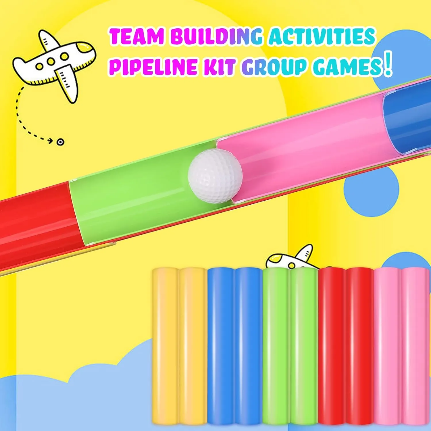 Team Building Activities Games Eamwork Group Learning Exercise Activities with Half Pipes Golf Balls Storage Bags Teamwork Kit for Adults Teens Field Day Game School Gym Outdoor Youth Sports