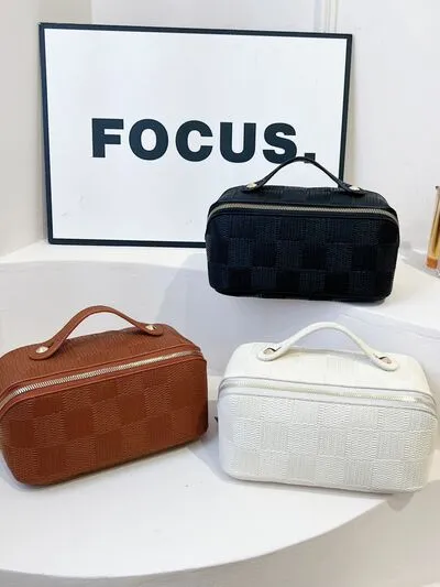 Texture PU Leather Cosmetic Bag