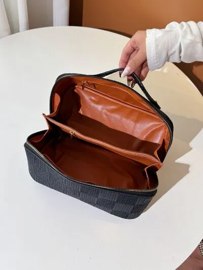 Texture PU Leather Cosmetic Bag