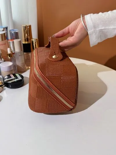 Texture PU Leather Cosmetic Bag