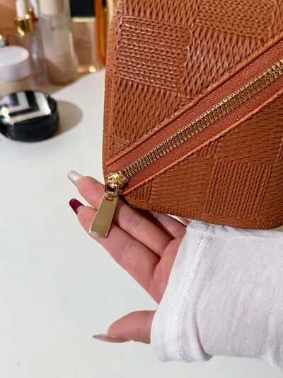 Texture PU Leather Cosmetic Bag
