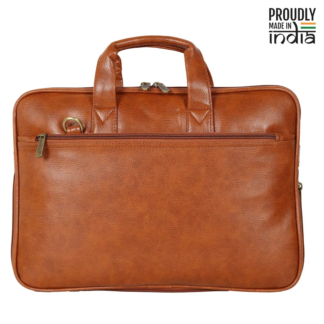 THE CLOWNFISH Unisex-Adult Jason Faux Leather Slim Expandable 12 Inch Laptop Messenger Bag Laptop Briefcase (Tan)