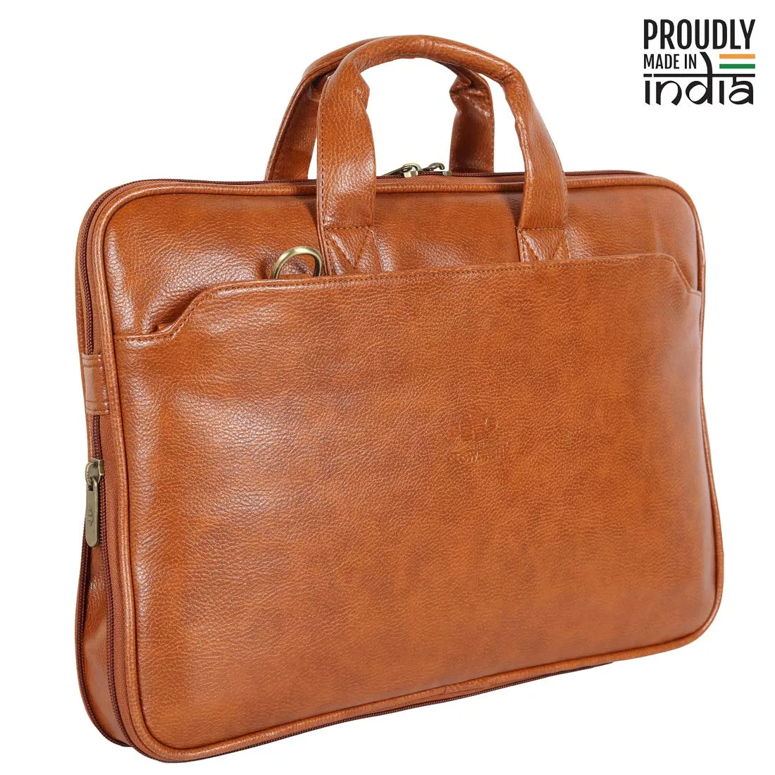THE CLOWNFISH Unisex-Adult Jason Faux Leather Slim Expandable 12 Inch Laptop Messenger Bag Laptop Briefcase (Tan)