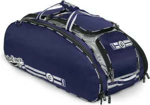 The Dinger Baseball Bat Bag - 15 Compartments for More Storage Than Other Baseball Equipment Bags - Room for 4 Bats - Velcro Batting Glove Strip - Hangs on a Fence - Rolling Wheels