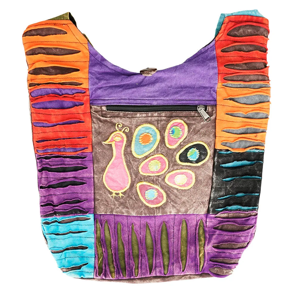 Threadheads Razor Cut Patchwork Peacock Shoulder Bag