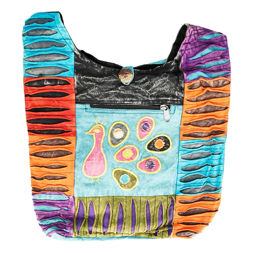 Threadheads Razor Cut Patchwork Peacock Shoulder Bag