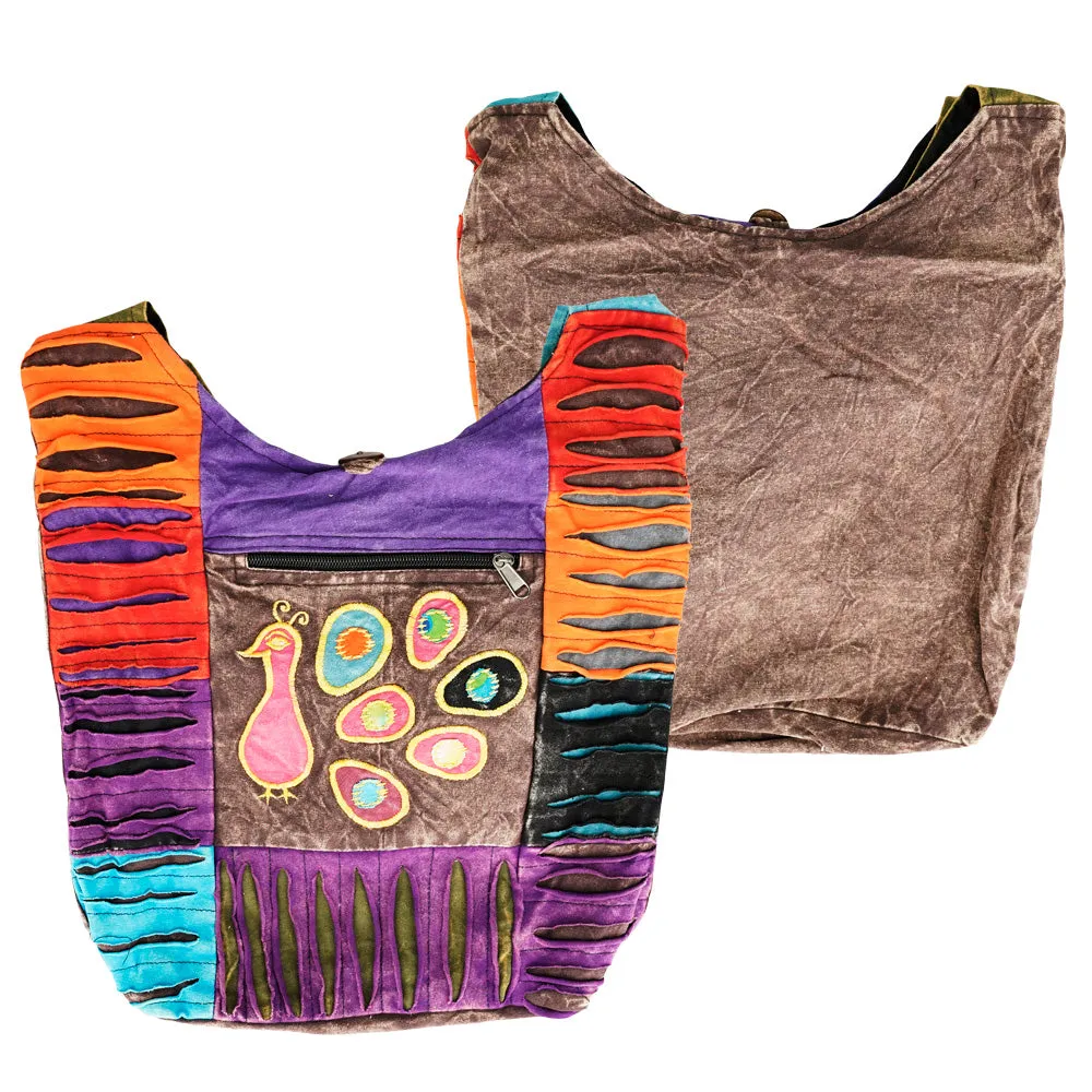 Threadheads Razor Cut Patchwork Peacock Shoulder Bag