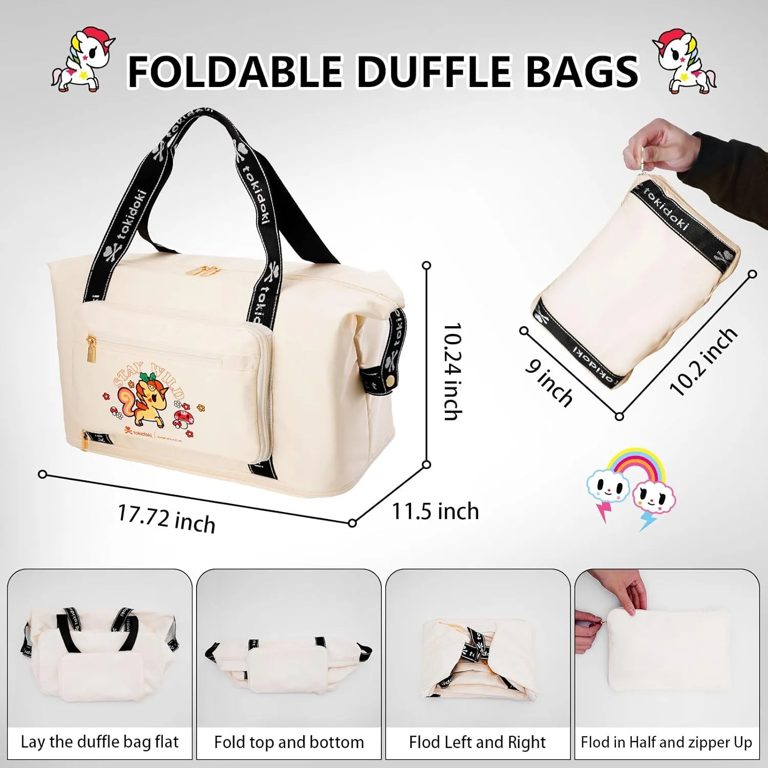 Tokidoki Duffle Bag for Travel, Carry on Weekender Bags for Women Large Capacity Tote Bag, Sports Gym Bag