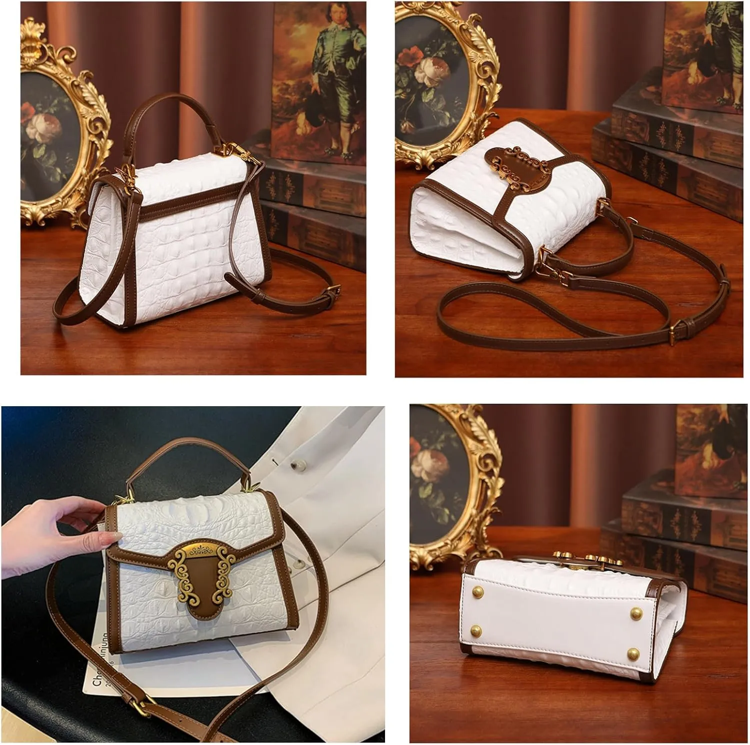Top handle Satchel bags Shoulder Crossbody Purse Retro Crocodile Hobo Handbag Cluth Purse for Women