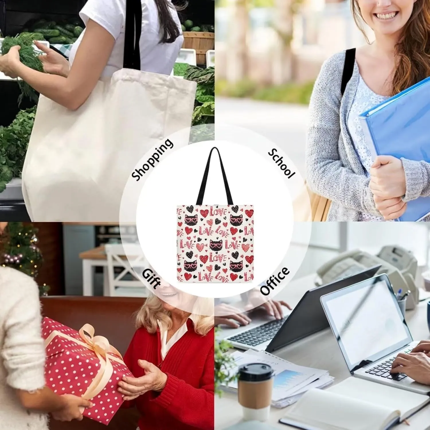 Tote Bag for Women Large Groceries Canvas Bags Patterned Canvas Tote Bag