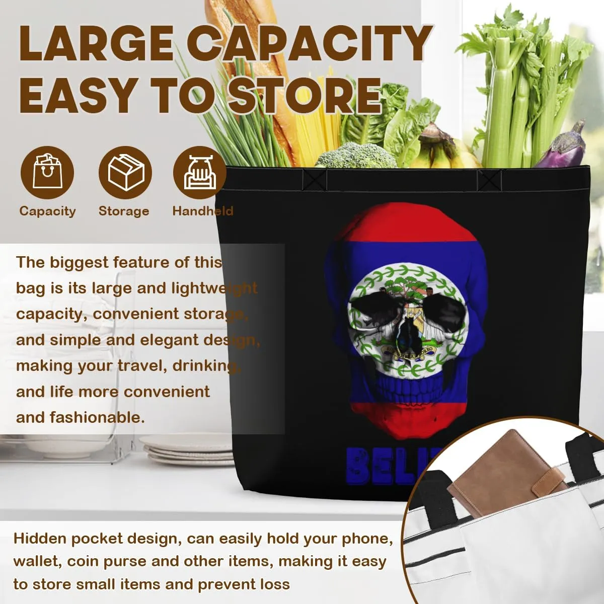 Tote Bag for Women Men Large Reusable Beach Shoulder Bags With Zipper for Gym Shopping Travel Gifts Yoga