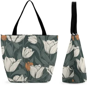 Tote Bag Reusable Grocery Bag Foldable Shopping Bag Extra Large Shoulder Bag Wavy Style Lines Tote Bag for Travel