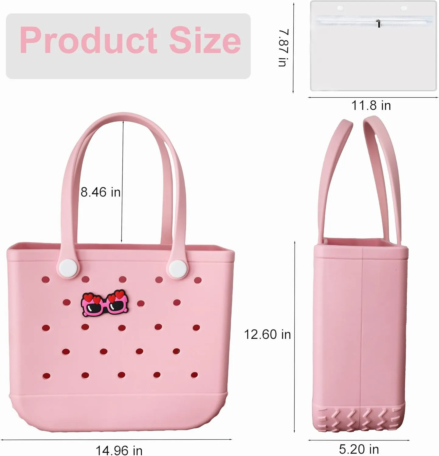 Tote Bag Rubber Beach Bag, Travel Tote Bag waterproof sandproof,Waterproof Zipper Inner Bag,Travel Bags