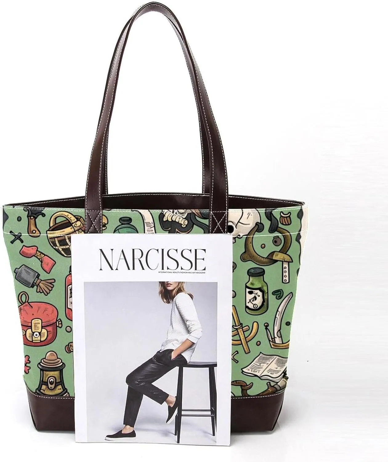 Tote Bags, Large Tote Bag, Tote Bag with Zipper, Nautical Anchor Ocean Summer, Tote Bags for Women