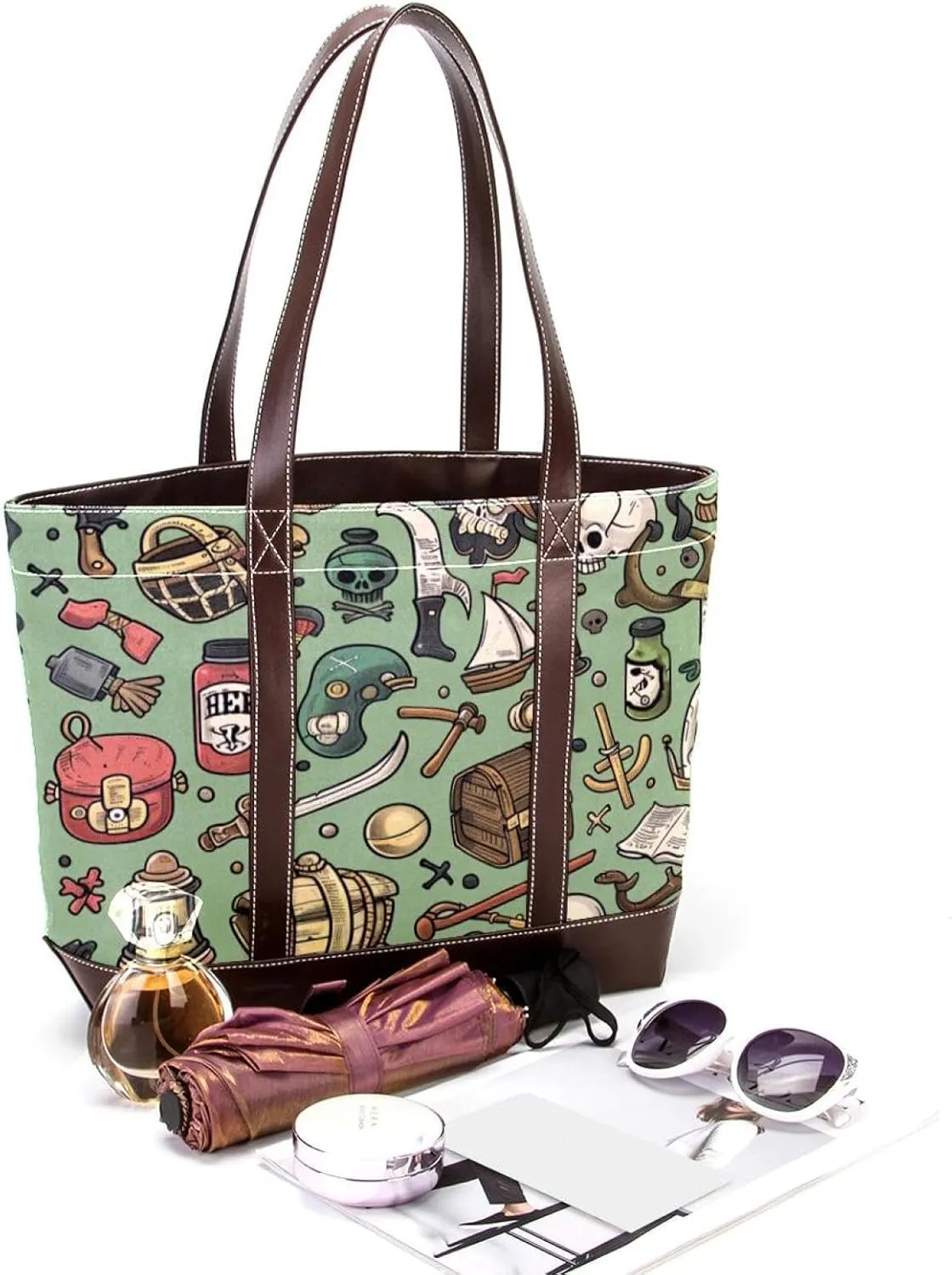 Tote Bags, Large Tote Bag, Tote Bag with Zipper, Nautical Anchor Ocean Summer, Tote Bags for Women