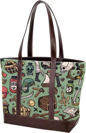 Tote Bags, Large Tote Bag, Tote Bag with Zipper, Nautical Anchor Ocean Summer, Tote Bags for Women