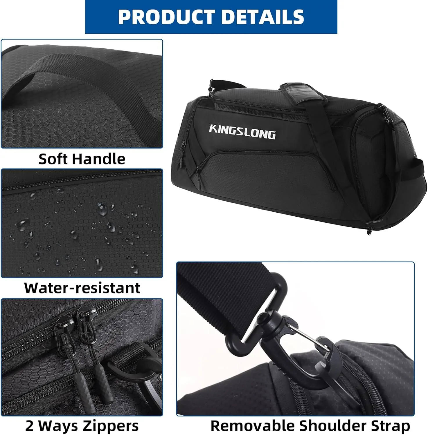 TPAID GymDuffel Bags for Traveling, 40L Large Carry on Sports Bags for Men,Waterproof Sport Backpack with Shoe Compartment