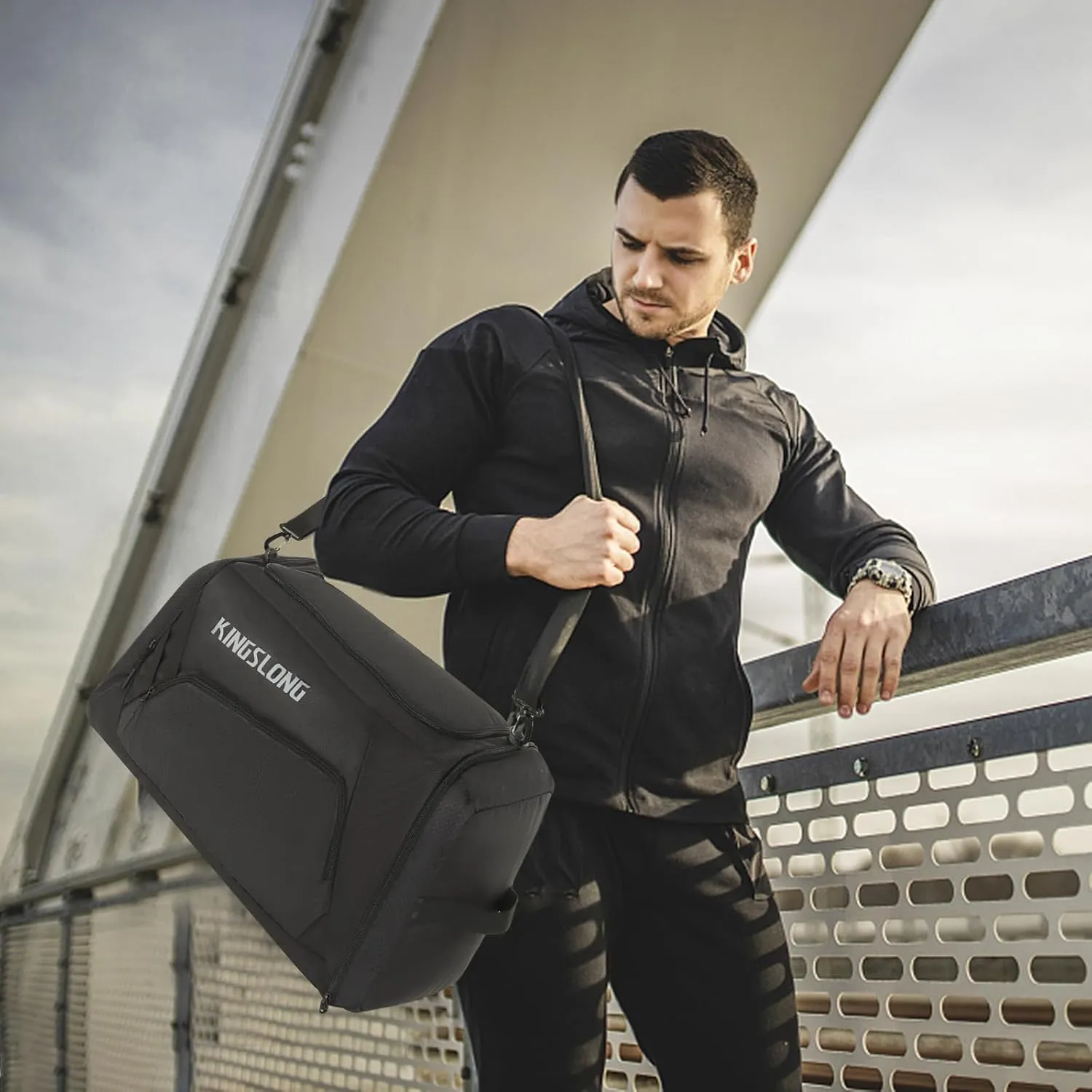 TPAID GymDuffel Bags for Traveling, 40L Large Carry on Sports Bags for Men,Waterproof Sport Backpack with Shoe Compartment