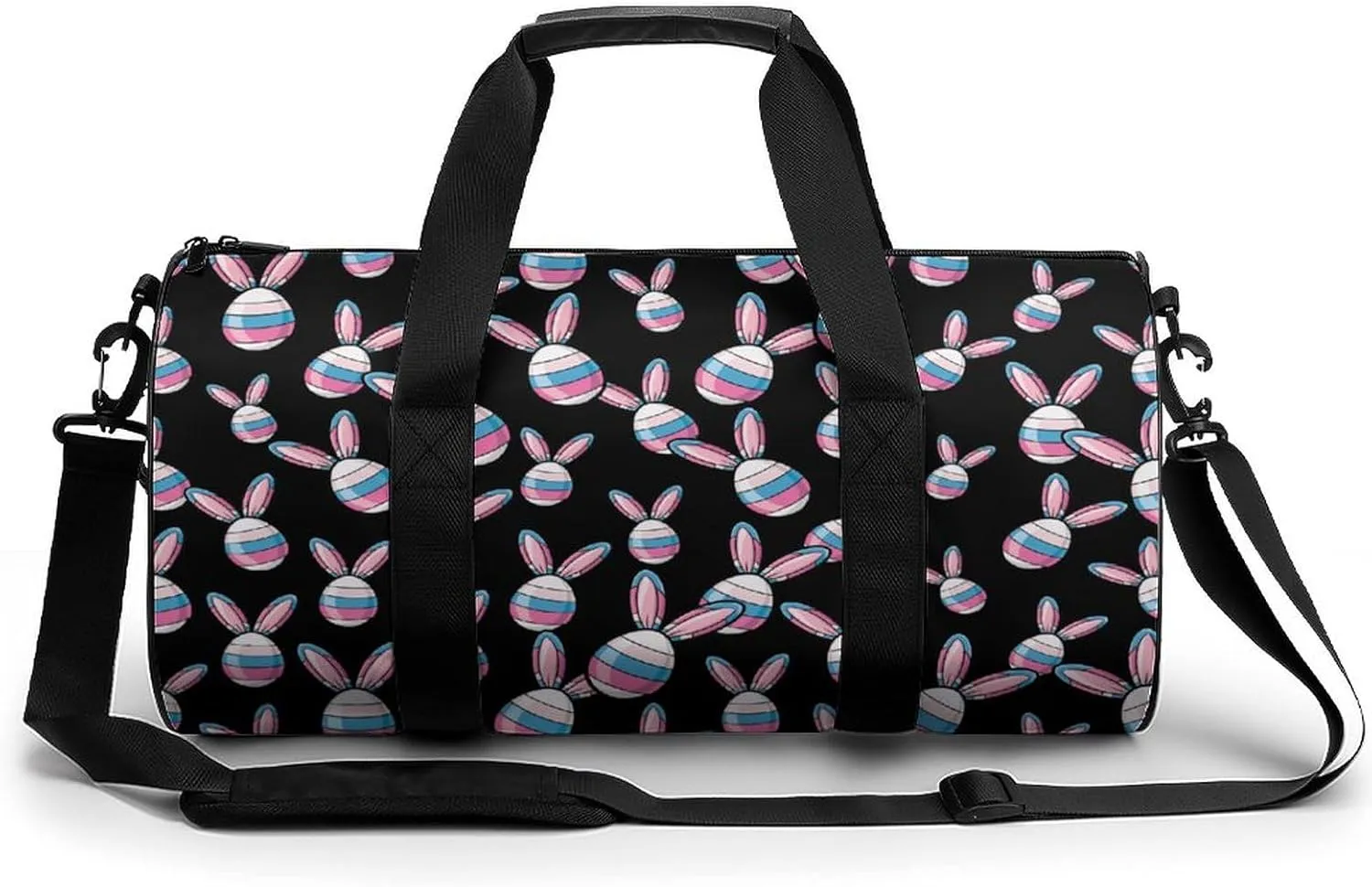 Transgender Flag Egg Bunny Ears Travel Duffel Bag Gym Bags Sports Tote Shoulder Weekender Handbag for Men Women