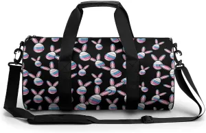 Transgender Flag Egg Bunny Ears Travel Duffel Bag Gym Bags Sports Tote Shoulder Weekender Handbag for Men Women