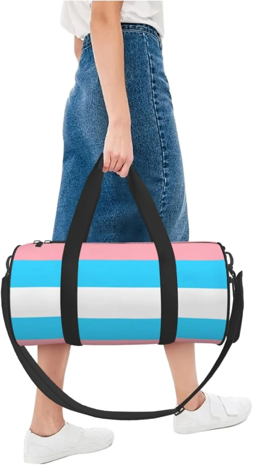 Transgender Pride Flag Round Travel Duffle Bags Gym Training Holdall Large Sport Bags for Men Women Handbag