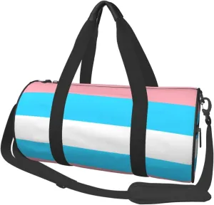 Transgender Pride Flag Round Travel Duffle Bags Gym Training Holdall Large Sport Bags for Men Women Handbag