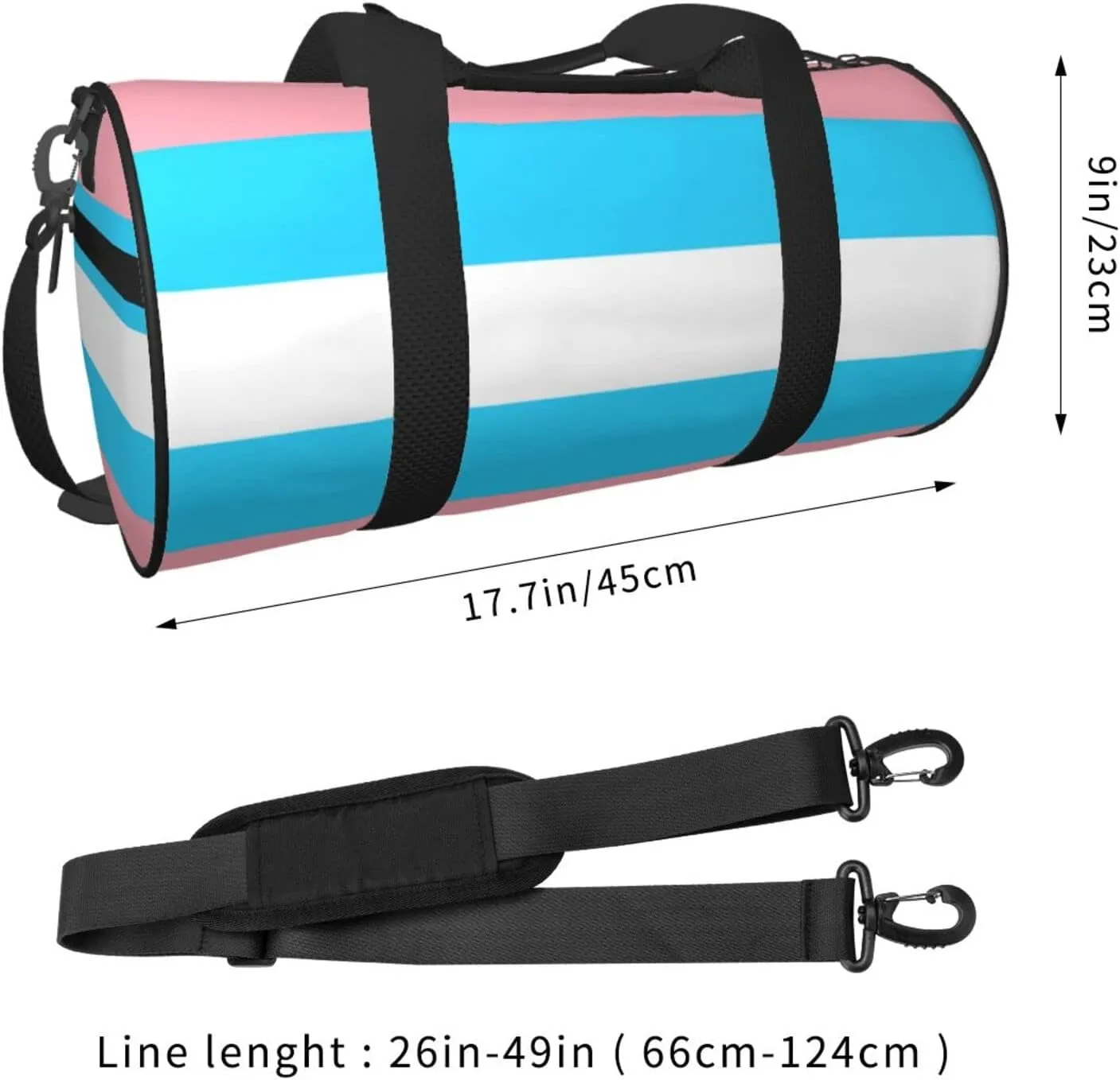 Transgender Pride Flag Round Travel Duffle Bags Gym Training Holdall Large Sport Bags for Men Women Handbag