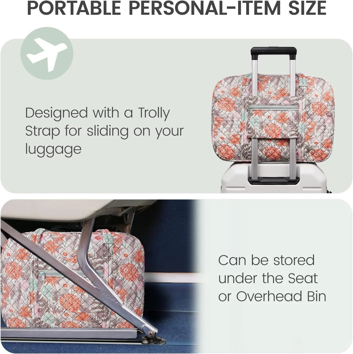 Travel Duffel Bags for Women & Girls - 25L Waterproof Gym Bag, Laptop Carry-On Luggage, Weekend Travel Organizer