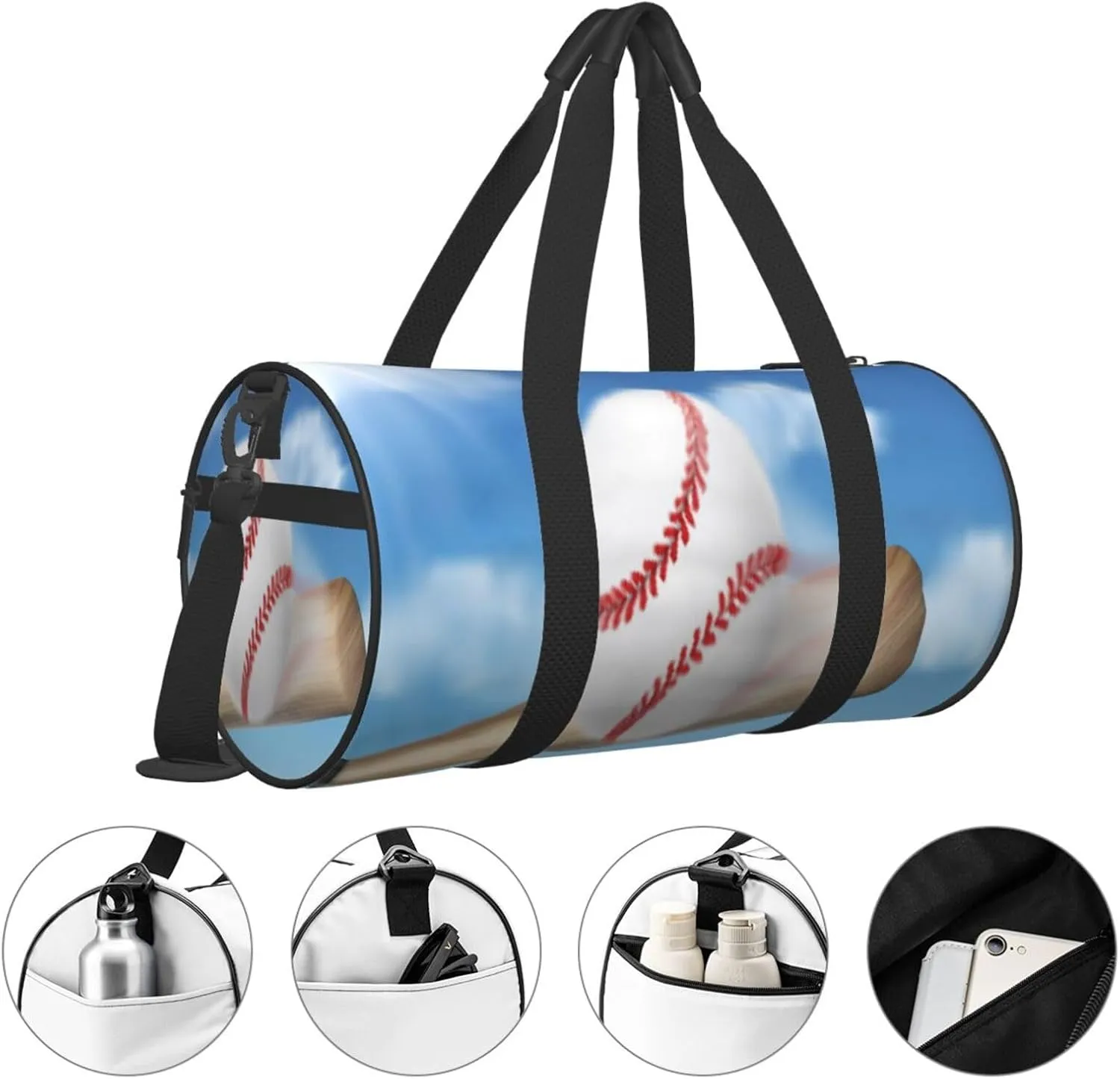 Travel Duffle Bag for Men Women, Baseball Bat Hitting Ball Duffle Bags for Sport Gym Overnight Luggage